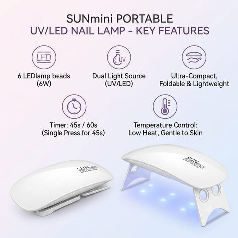 SUNmini Portable UV/LED Nail Lamp - 6W Gel Polish Dryer